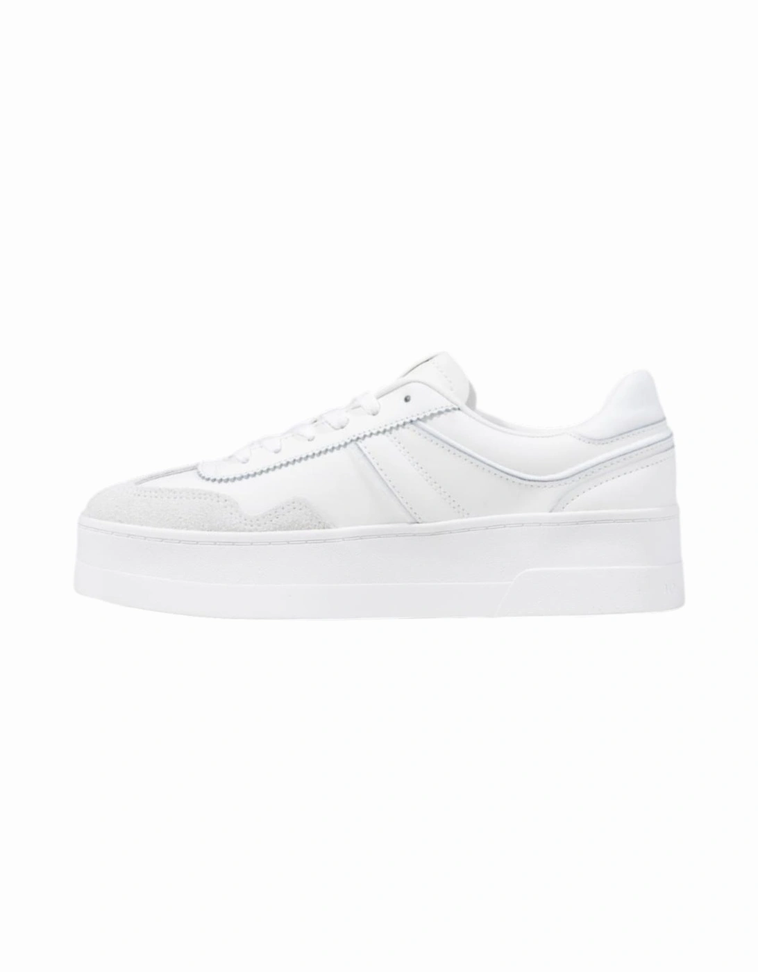 Platform Faux Leather Lace-Up Sneakers Women - White