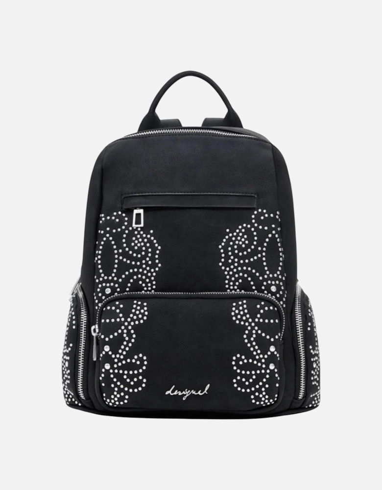 Rucksack with Zip and Multiple Pockets Women - Black Bags