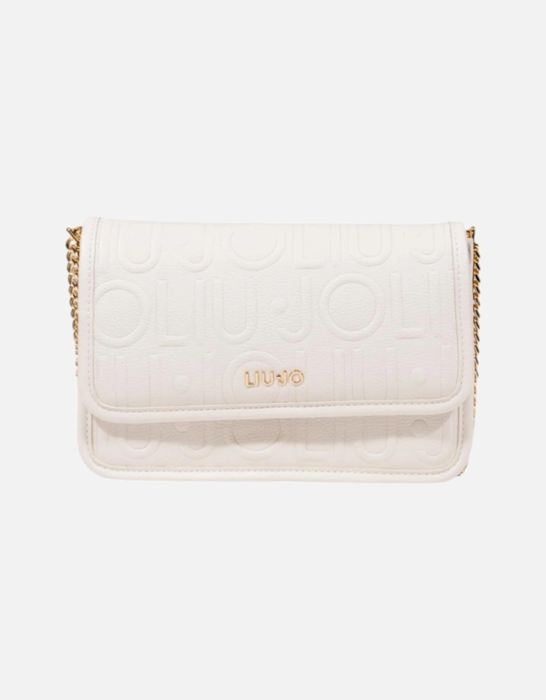 Shoulder Bag with Inside Pockets and Hook Button Women - White