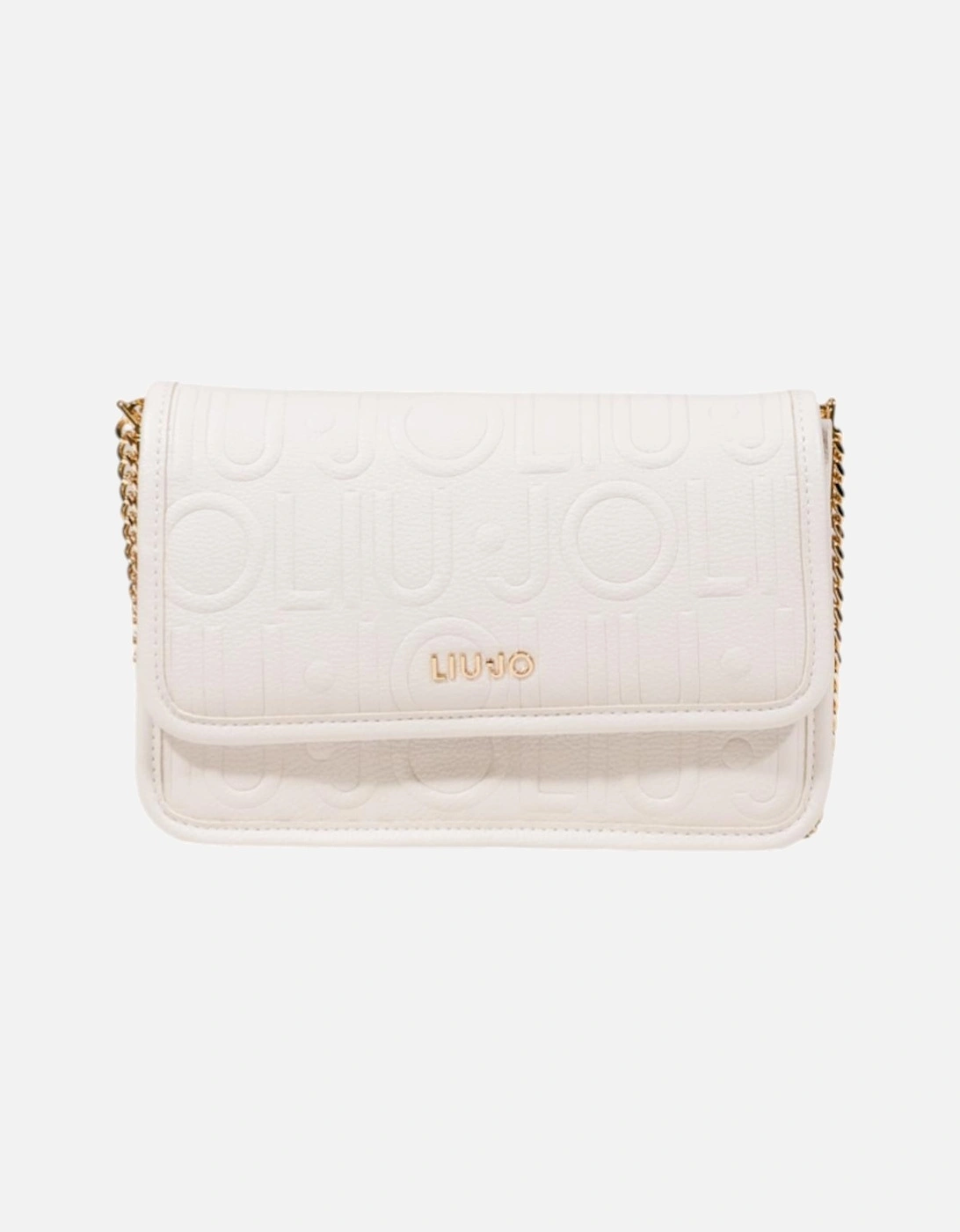 Shoulder Bag with Inside Pockets and Hook Button Women - White