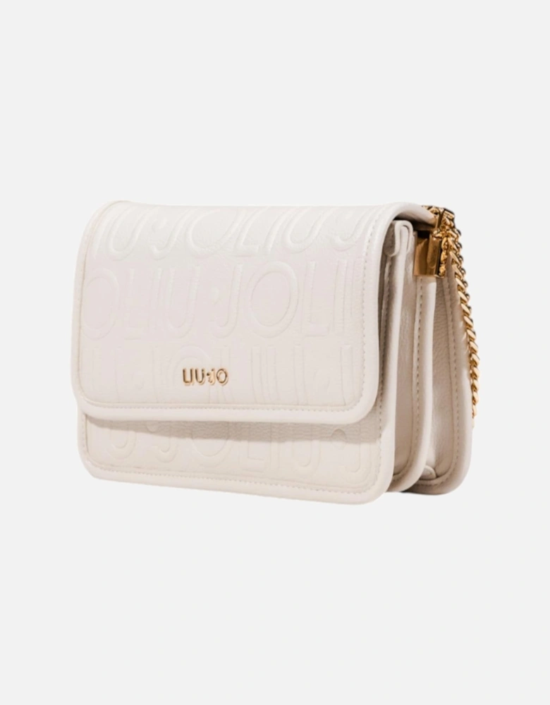 Shoulder Bag with Inside Pockets and Hook Button Women - White