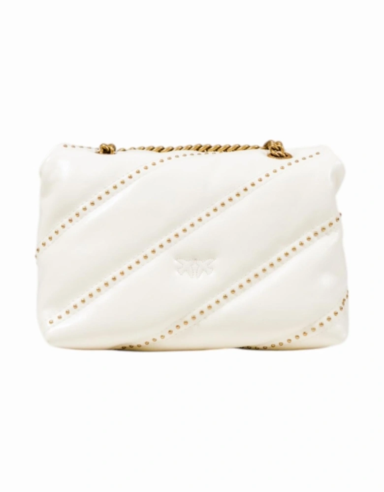 Hook Button Polyurethane Bag with Inside Compartments Women - White