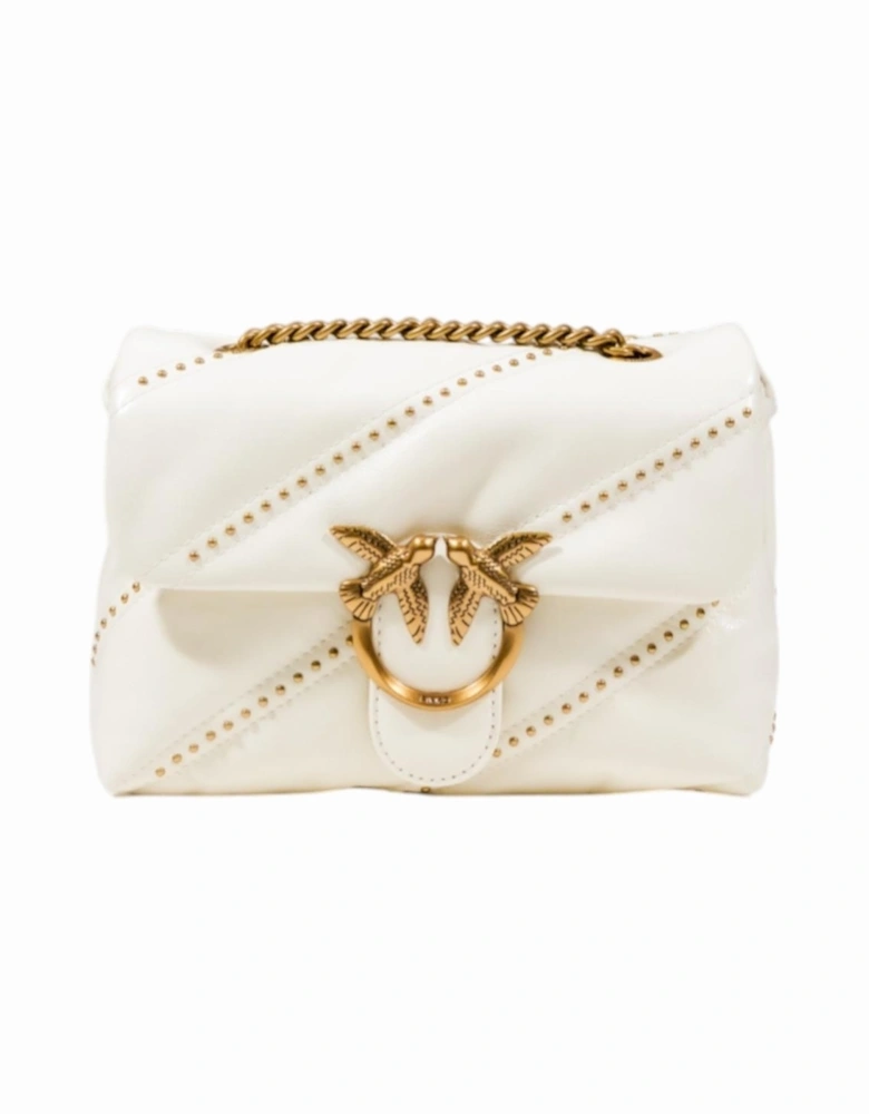 Hook Button Polyurethane Bag with Inside Compartments Women - White