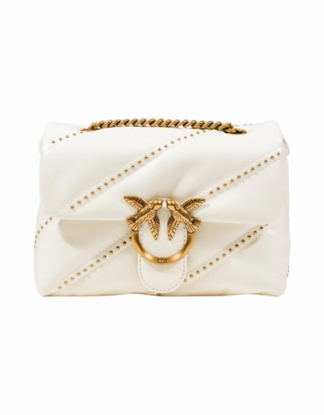 Hook Button Polyurethane Bag with Inside Compartments Women - White