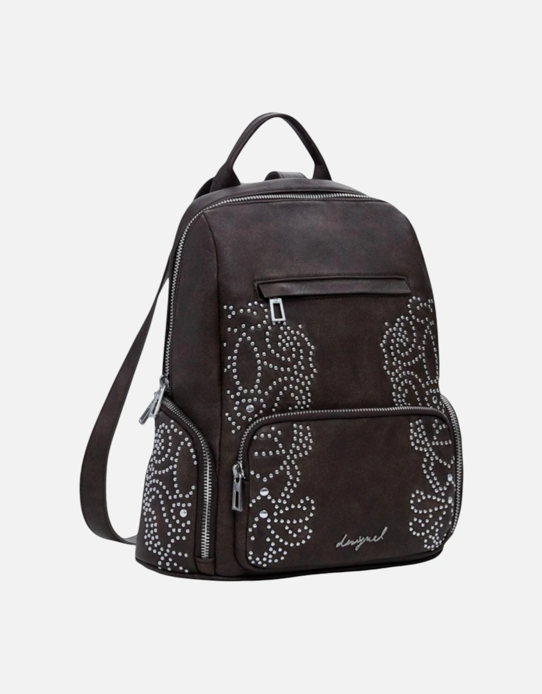 Rucksack with Zip and Multiple Pockets Women - Brown Bags