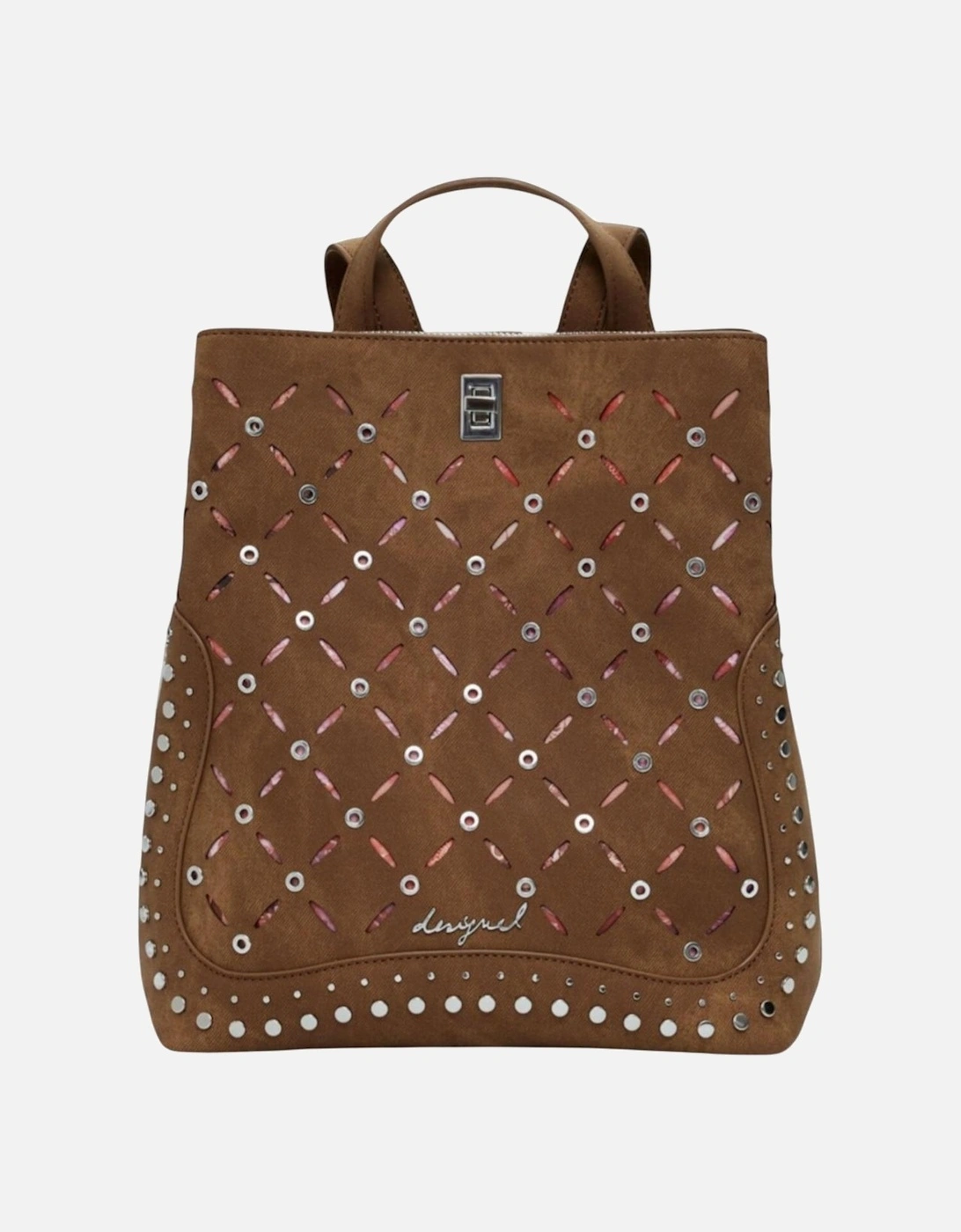 Rucksack with Hook Button Fastening and Multiple Pockets Women - Beige, 4 of 3