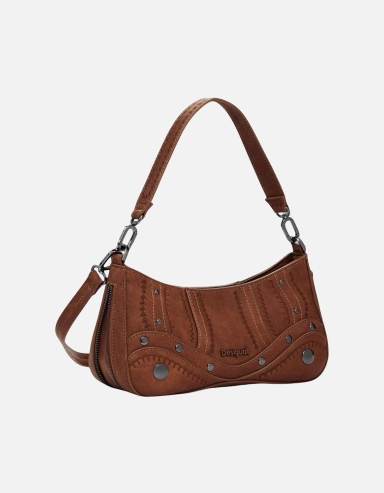 Zip Fastening Polyurethane Bag Women - Beige