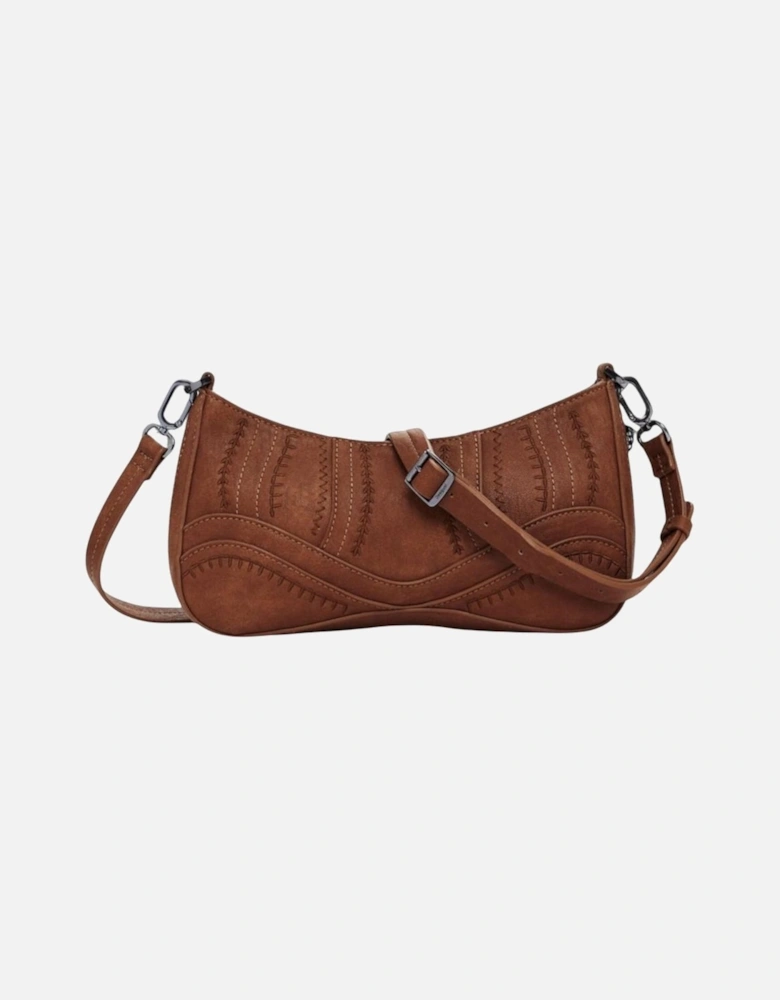 Zip Fastening Polyurethane Bag Women - Beige