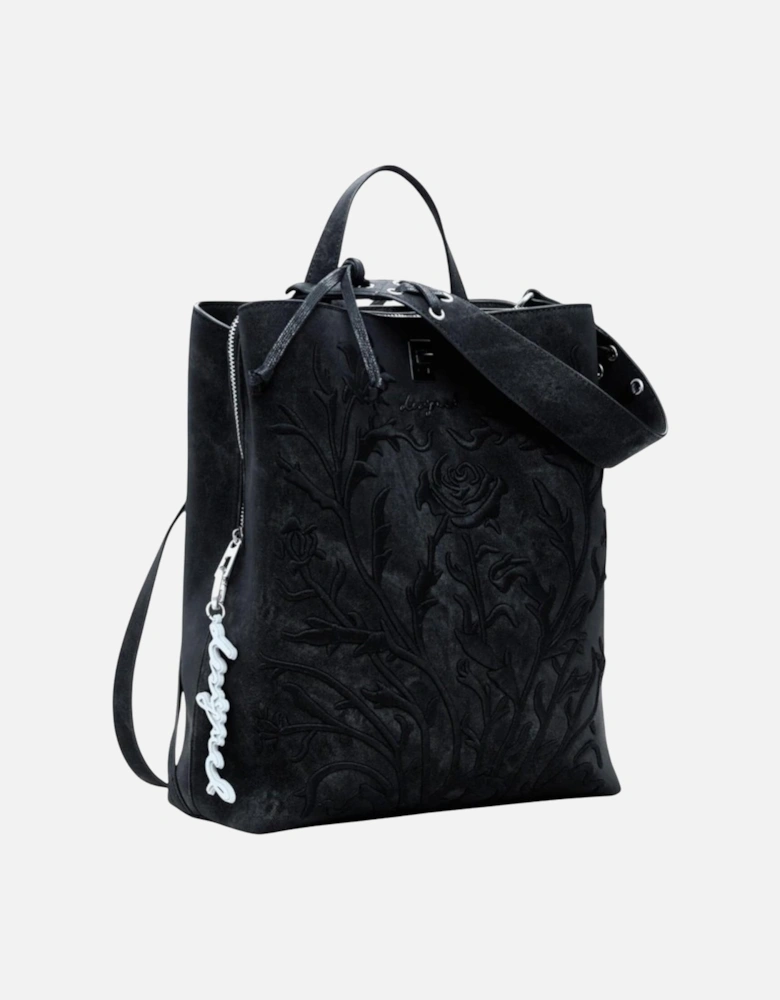 Elegant Textured Tote Bag with Zipper Closure Women - Black