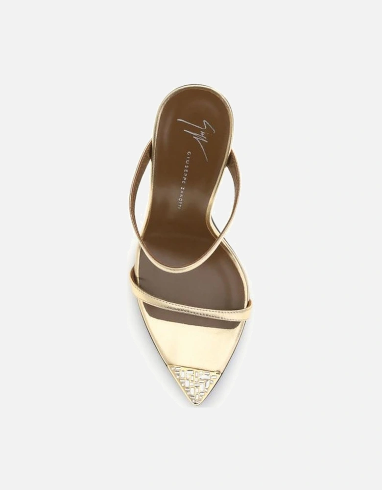 Open-Toe Mule Sandals with Rhinestone Ferrule Women - Gold