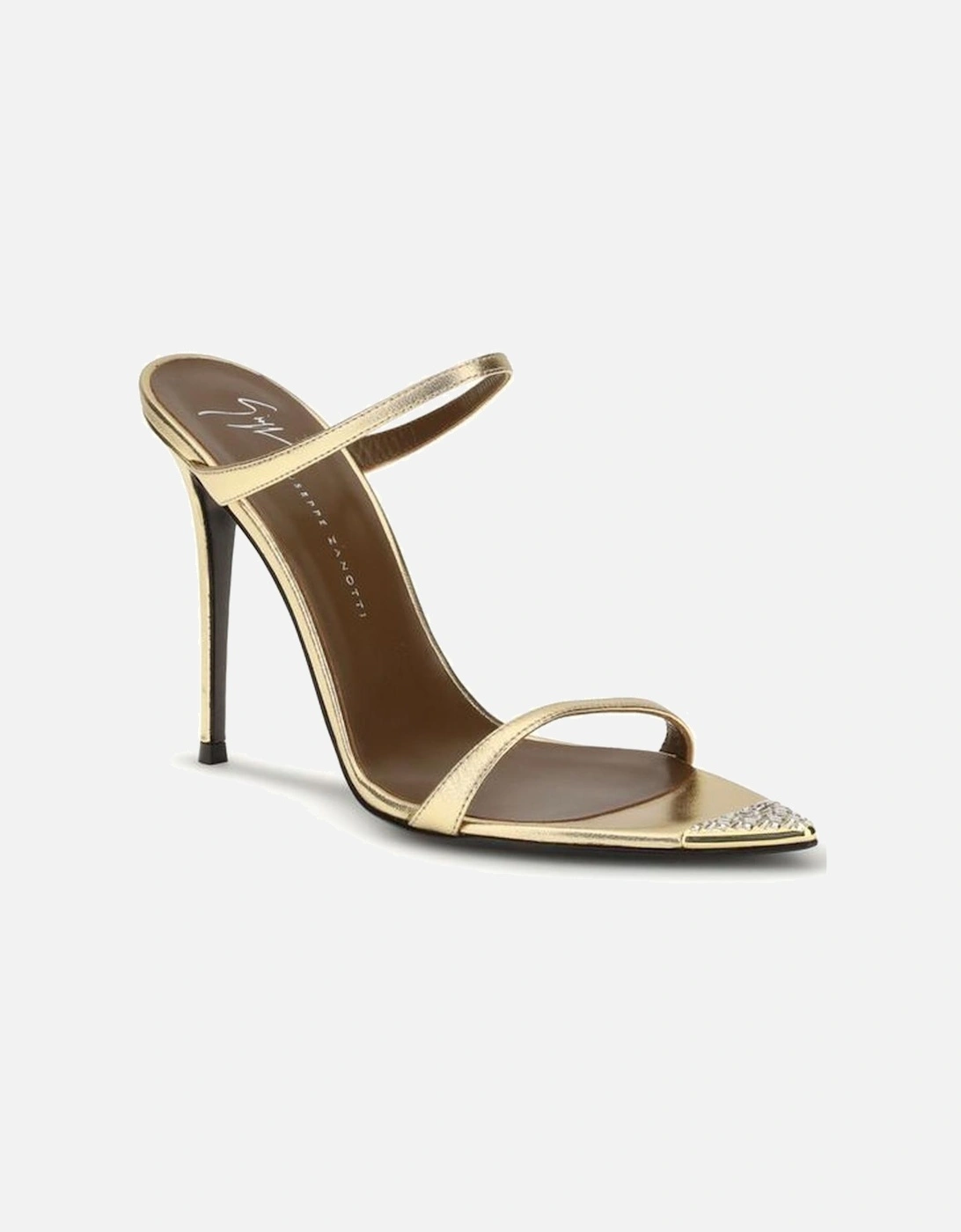 Open-Toe Mule Sandals with Rhinestone Ferrule Women - Gold