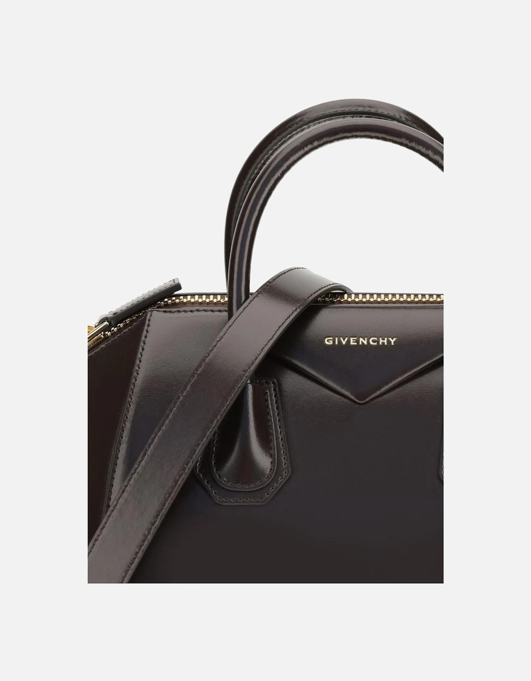 Calfskin Leather Handbag with Glossy Finish Women - Brown