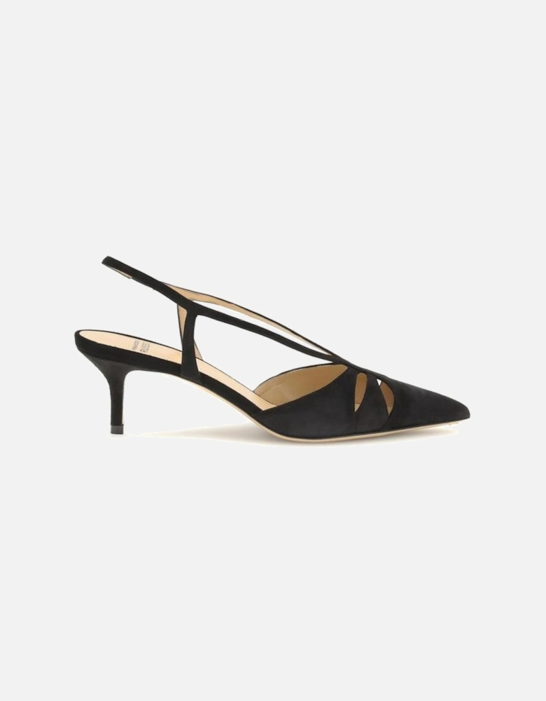 Suede Decollete Slingback Heels with Cut-Out Details Women - Black