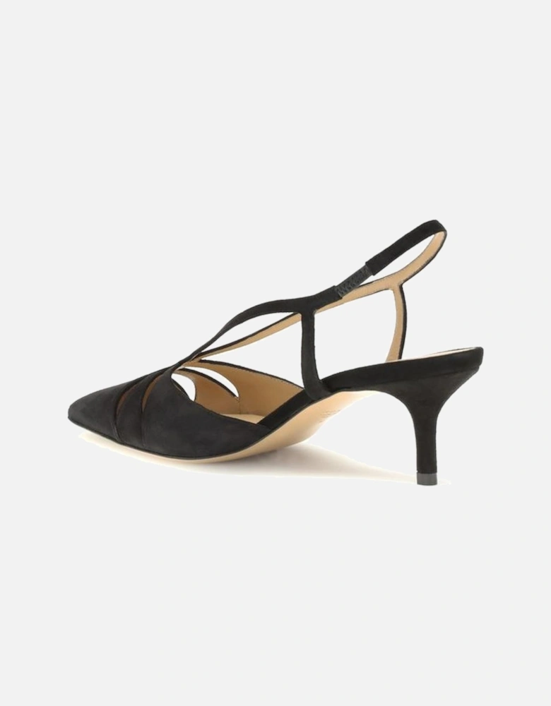 Suede Decollete Slingback Heels with Cut-Out Details Women - Black