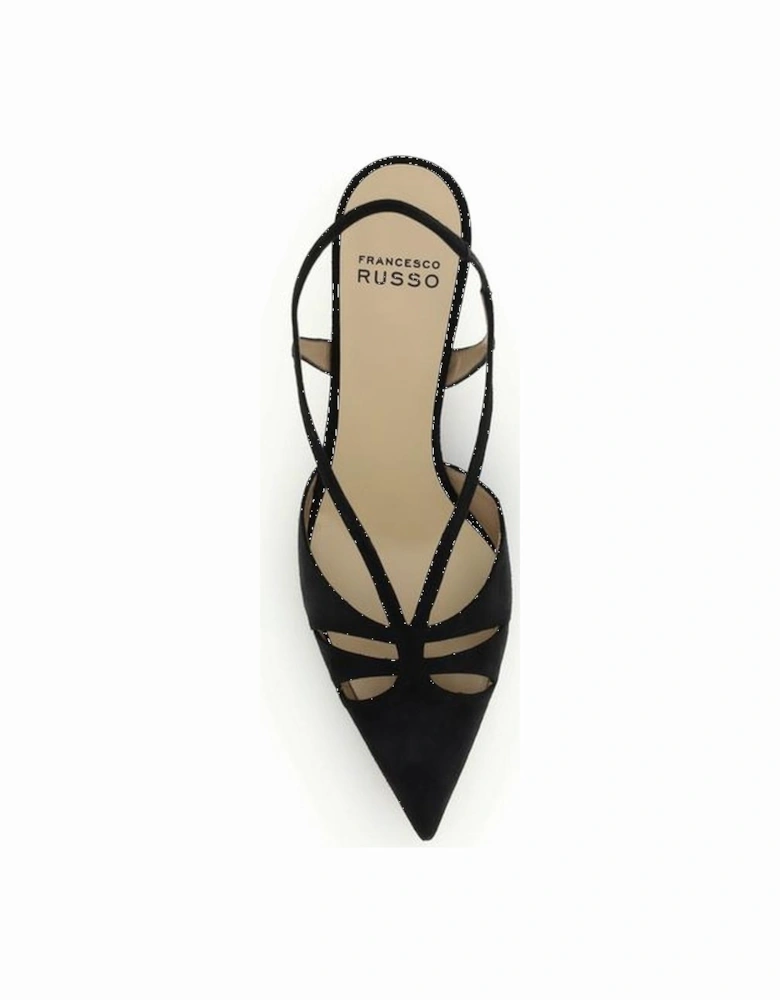 Suede Decollete Slingback Heels with Cut-Out Details Women - Black