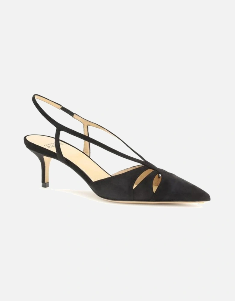 Suede Decollete Slingback Heels with Cut-Out Details Women - Black