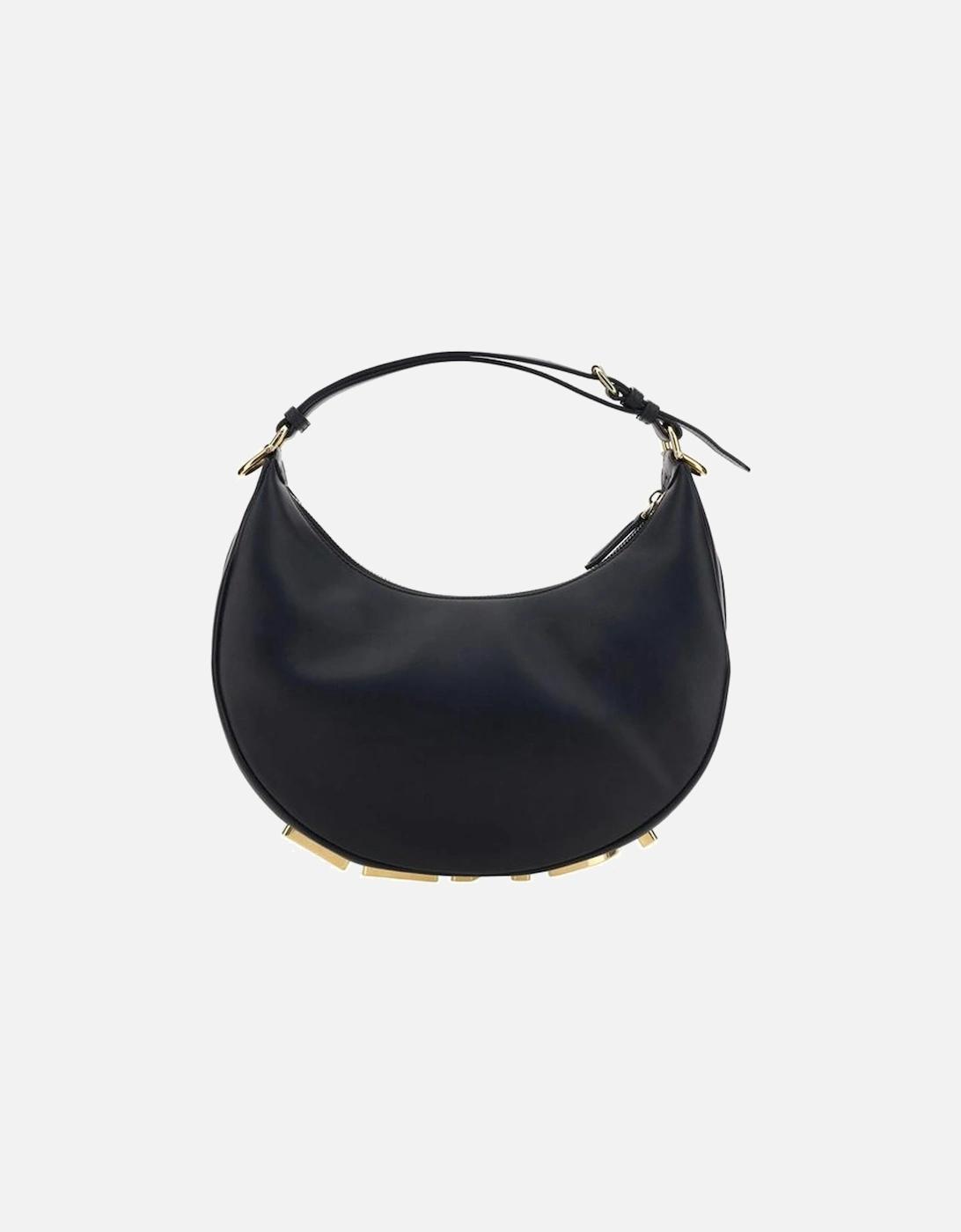Smooth Leather Top Zip Bag with Brass Embossed Base Women - Black, 5 of 4