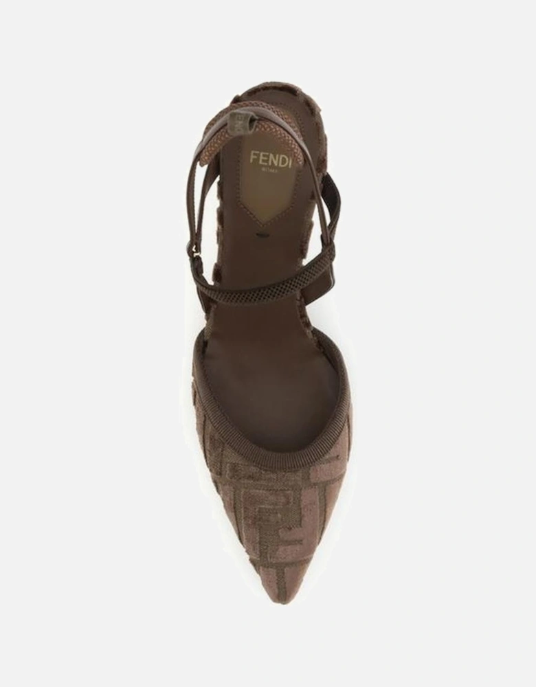 Colibri Monogram Slingback Kitten Heel Pumps Women - Brown