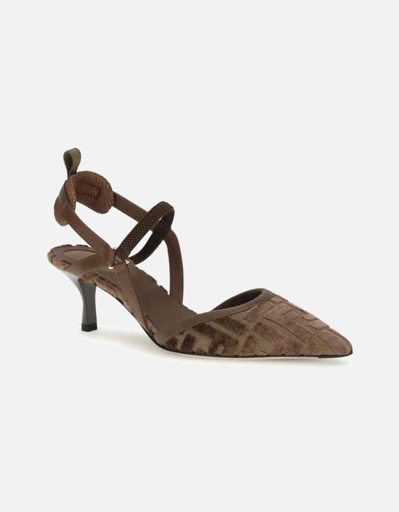 Colibri Monogram Slingback Kitten Heel Pumps Women - Brown