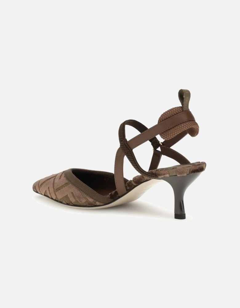 Colibri Monogram Slingback Kitten Heel Pumps Women - Brown