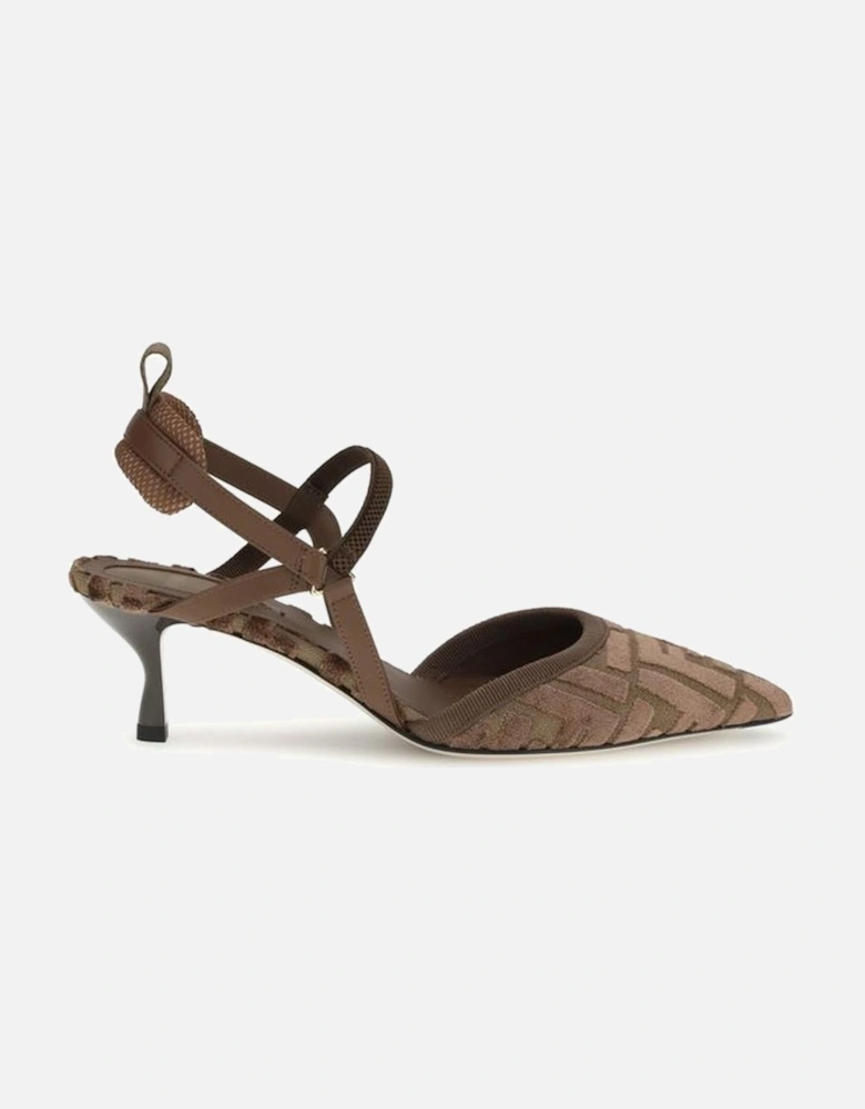 Colibri Monogram Slingback Kitten Heel Pumps Women - Brown