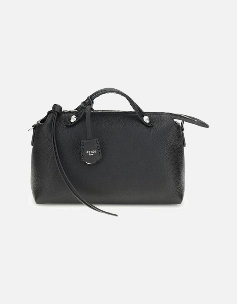Leather Handbag with Gold-Tone Hardware Women - Black Shoulder Bags