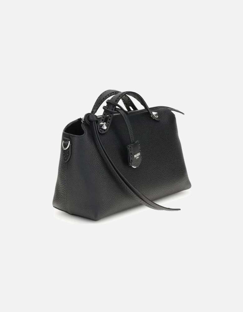 Leather Handbag with Gold-Tone Hardware Women - Black Shoulder Bags