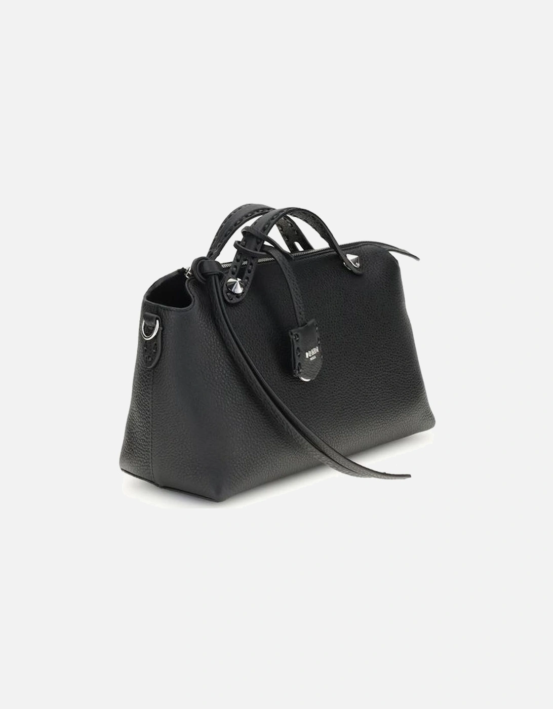 Leather Handbag with Gold-Tone Hardware Women - Black Shoulder Bags