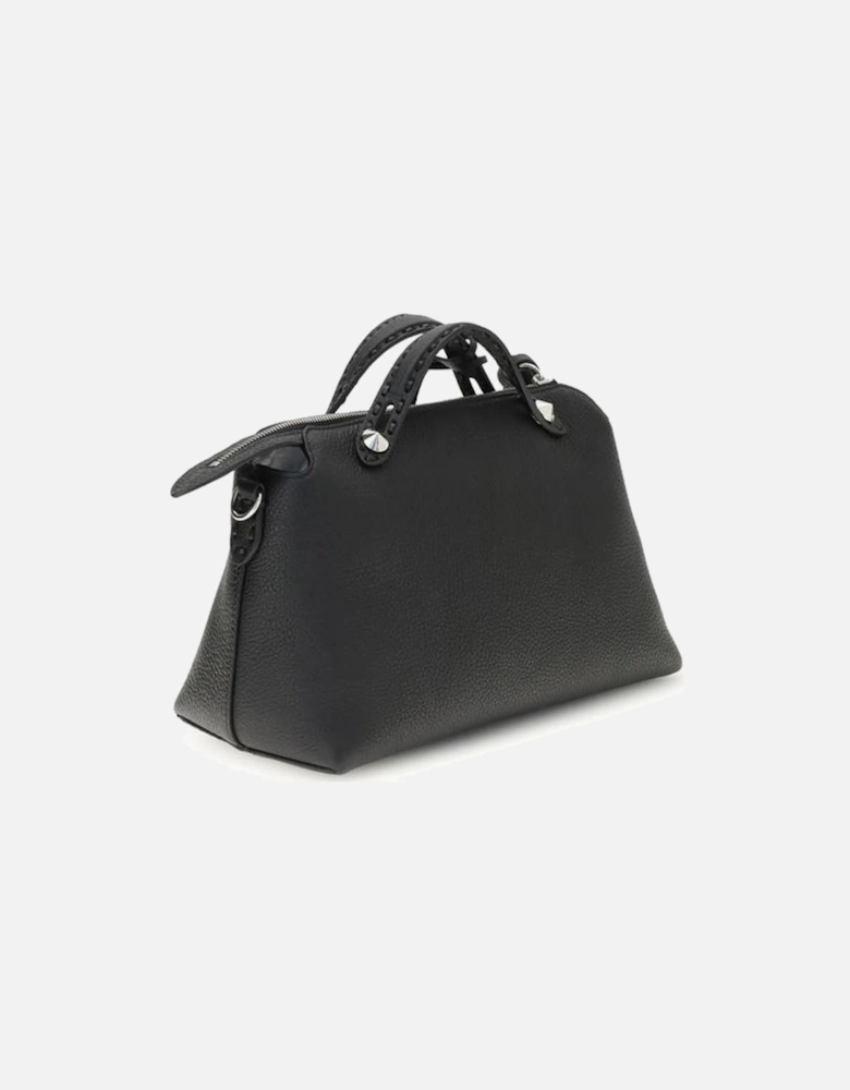Leather Handbag with Gold-Tone Hardware Women - Black Shoulder Bags