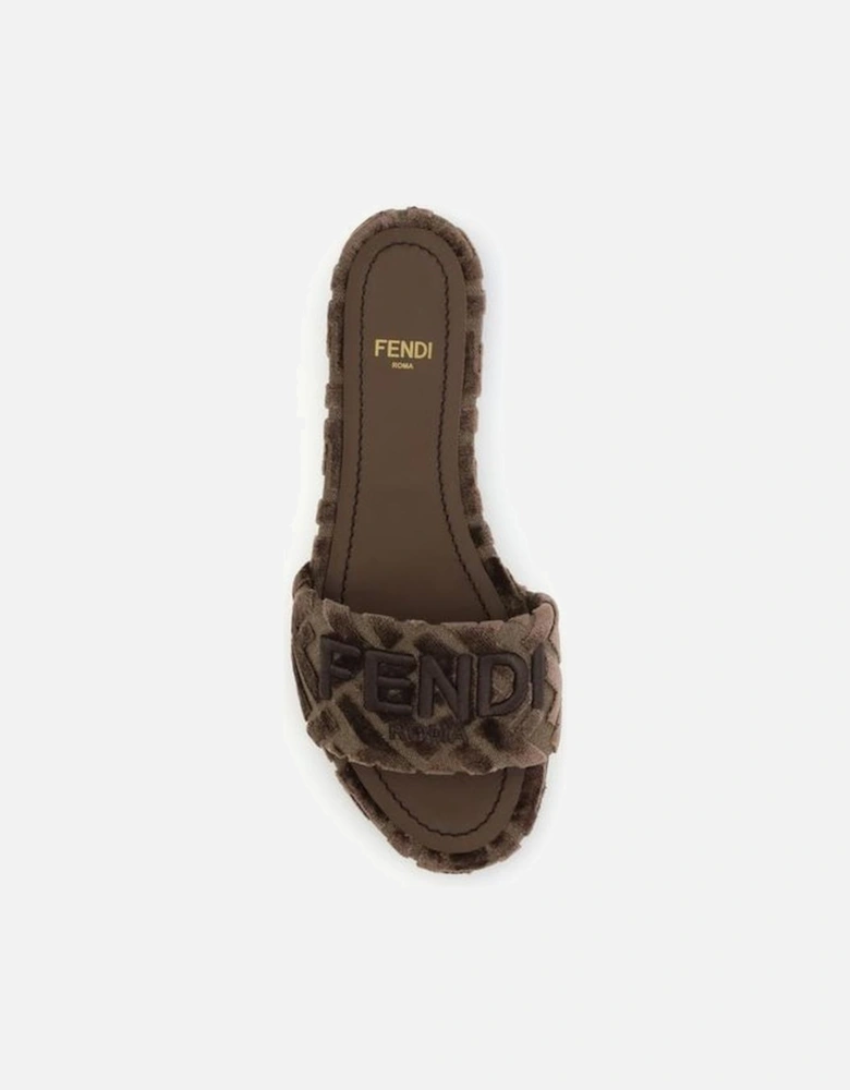 Sunshine Slide Sandals with Embroidered Logo Women - Brown
