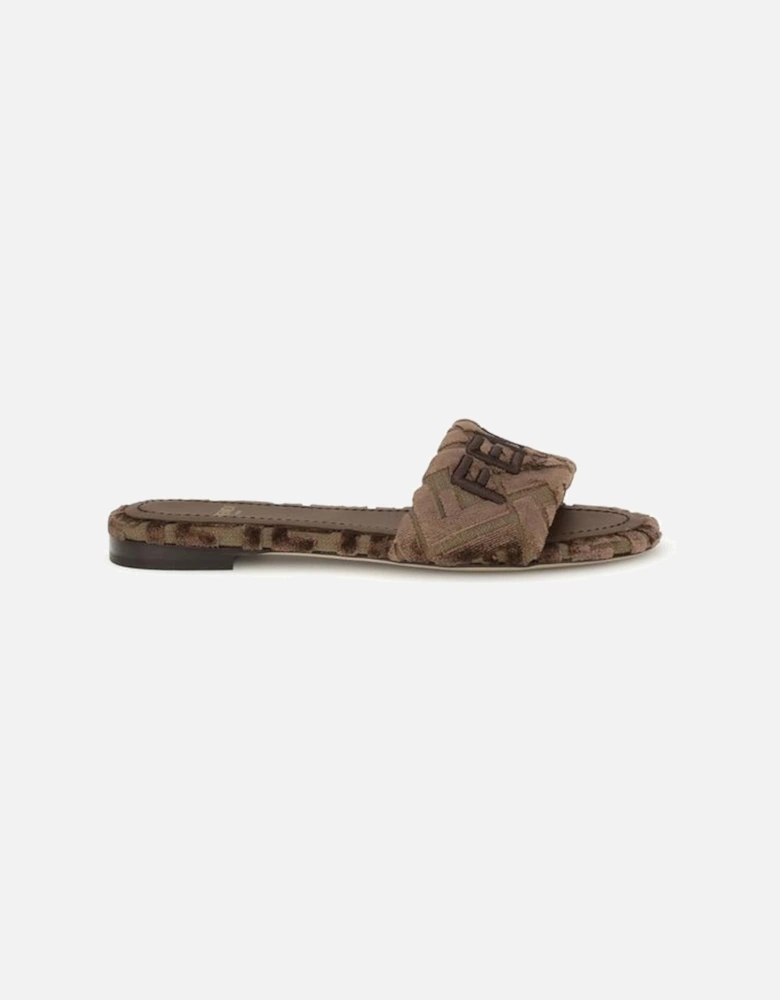 Sunshine Slide Sandals with Embroidered Logo Women - Brown