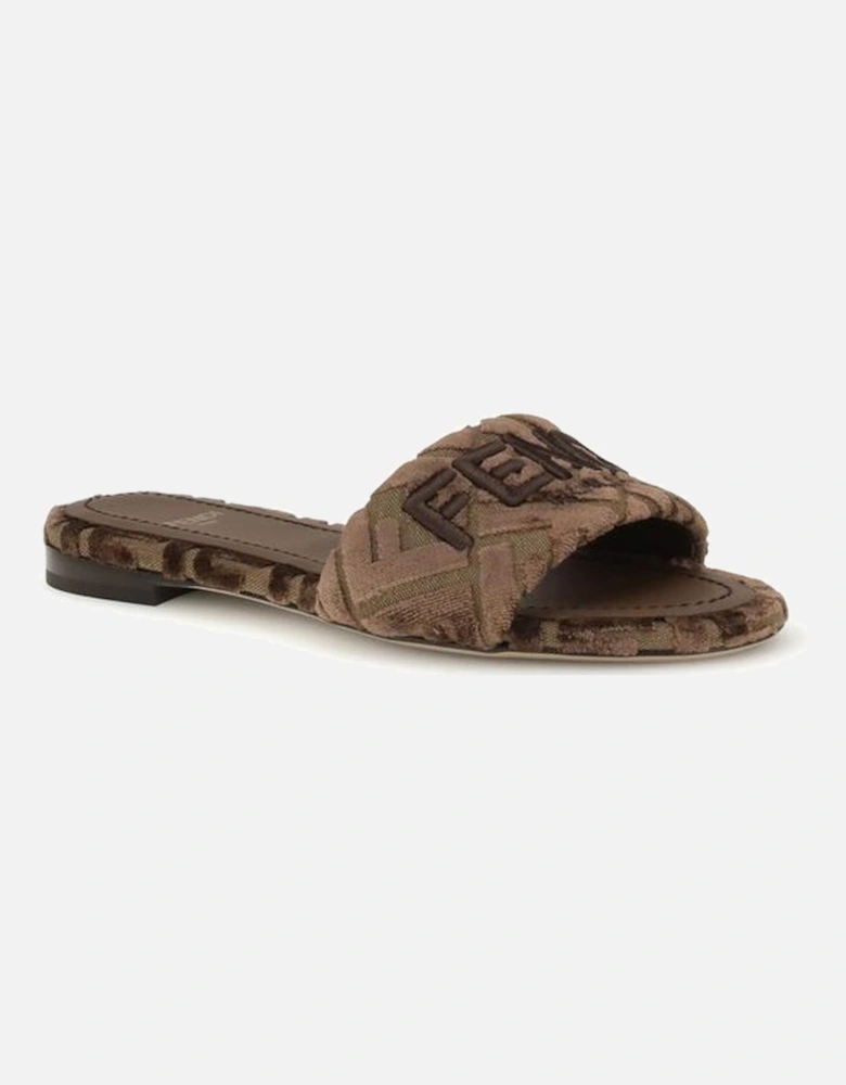 Sunshine Slide Sandals with Embroidered Logo Women - Brown