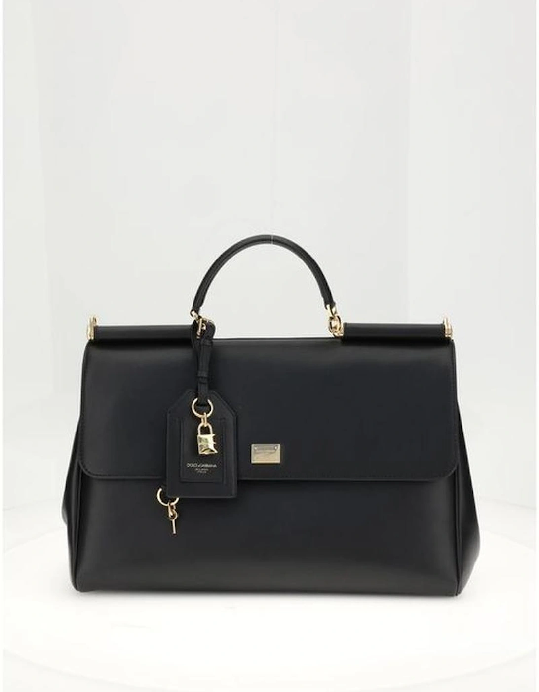 Calf Leather Shoulder Bag with PVC Trim Women - Black, 5 of 4