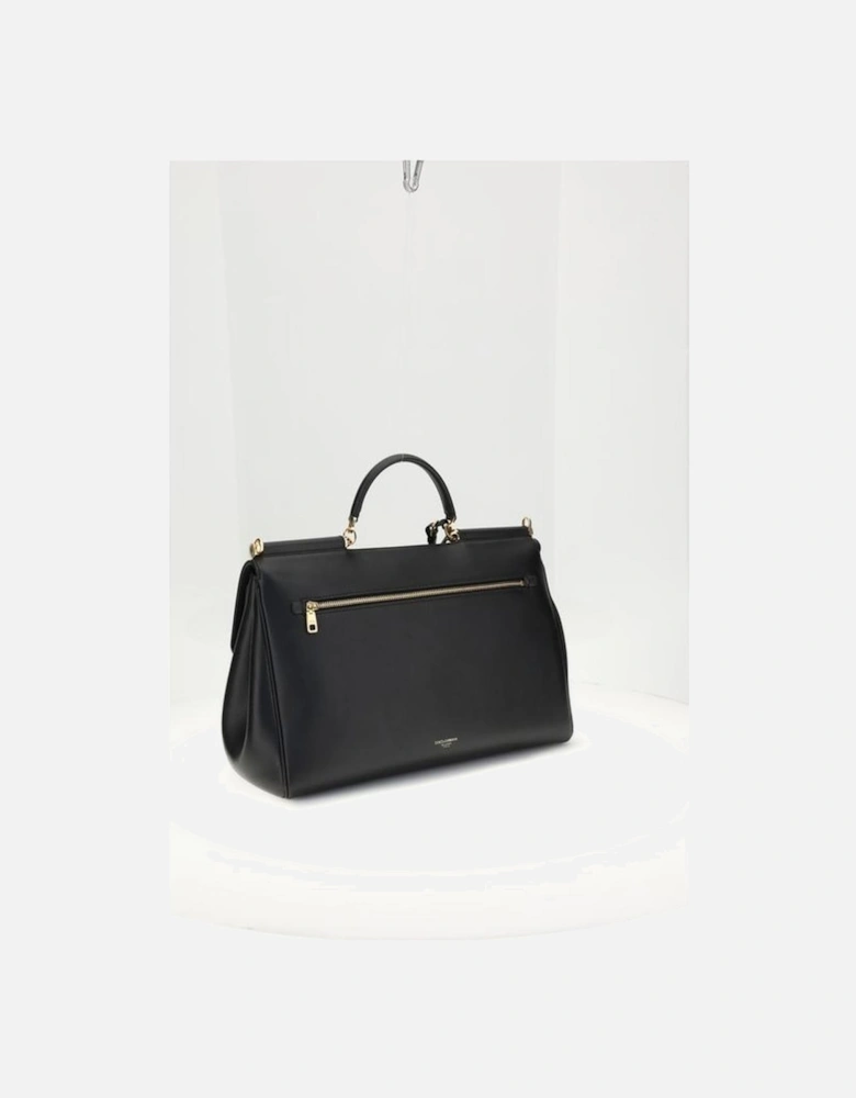 Calf Leather Shoulder Bag with PVC Trim Women - Black