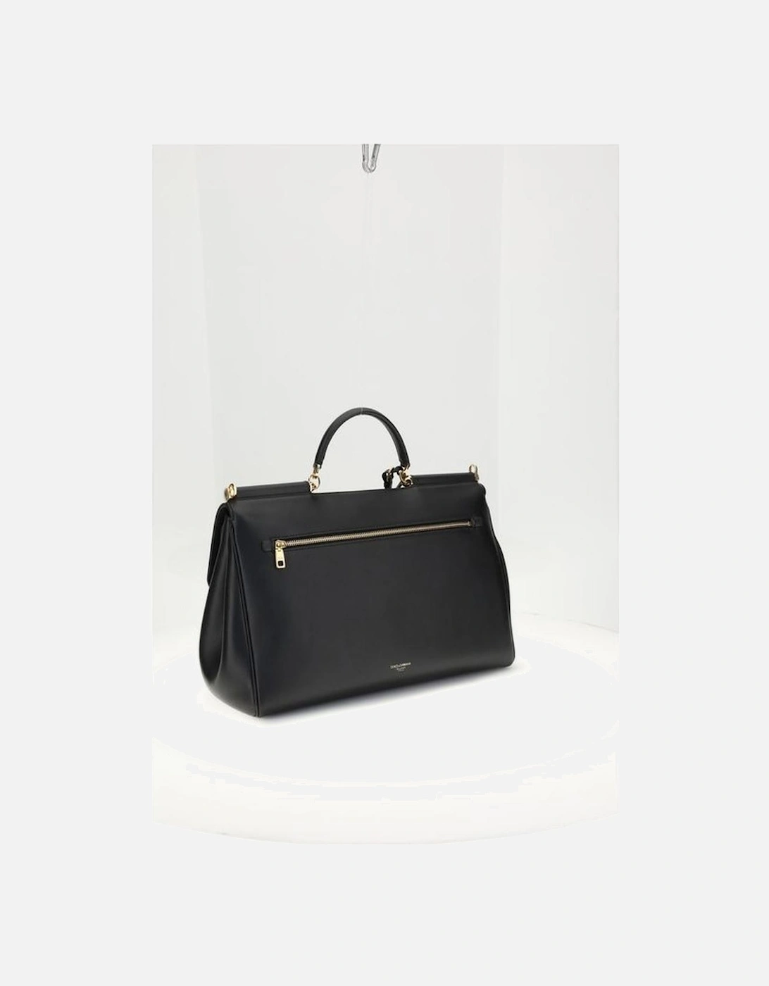 Calf Leather Shoulder Bag with PVC Trim Women - Black