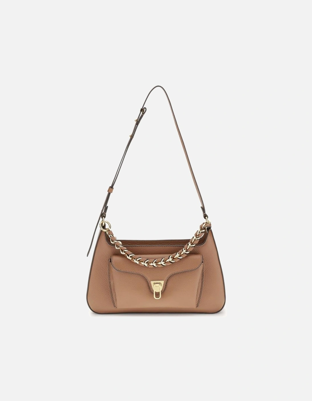 Leather Ankle Boots with Chunky Heel Women - Beige Shoulder Bags, 5 of 4