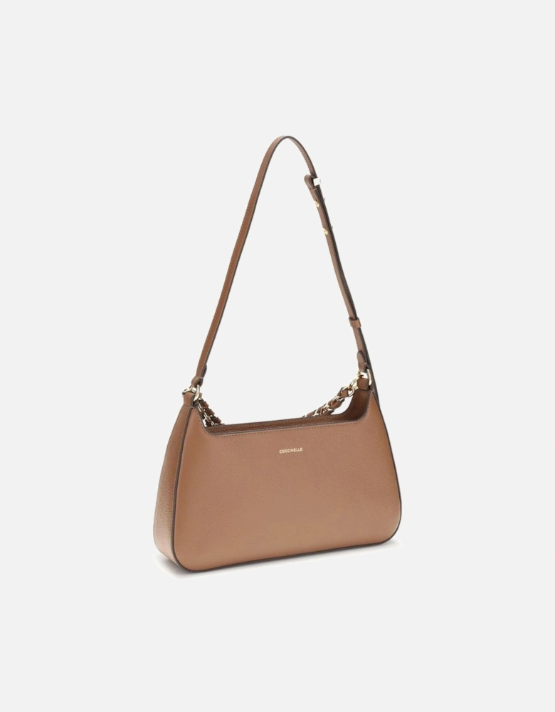 Leather Ankle Boots with Chunky Heel Women - Beige Shoulder Bags