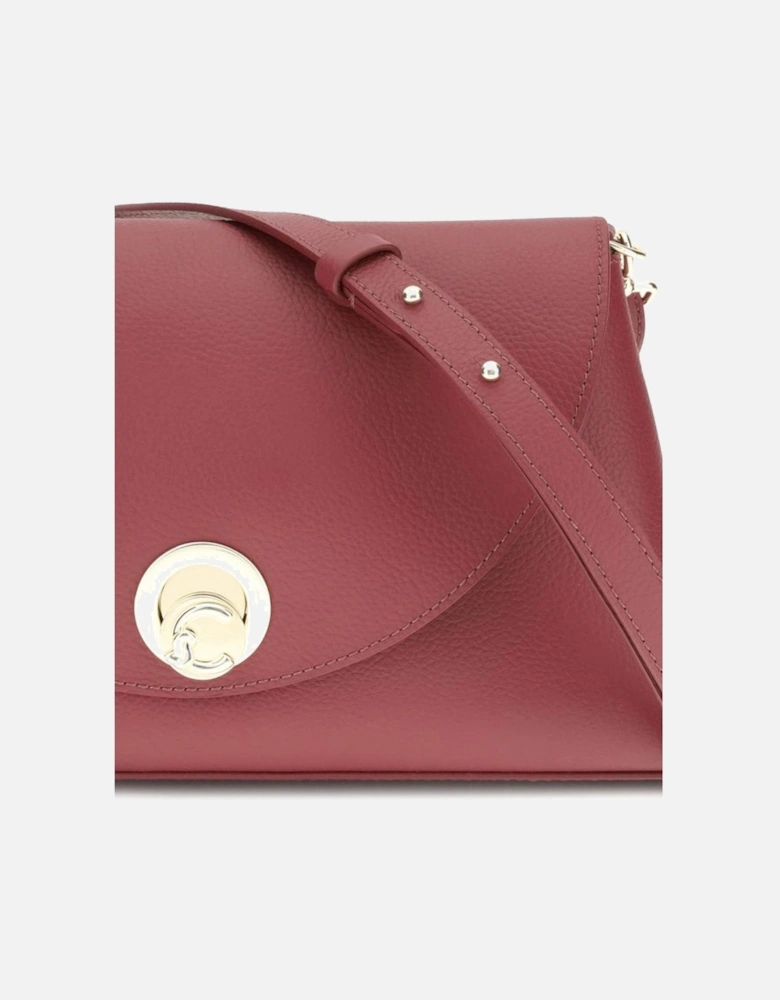 Elegant Twist Lock Shoulder Bag with Gold Details Women - Red