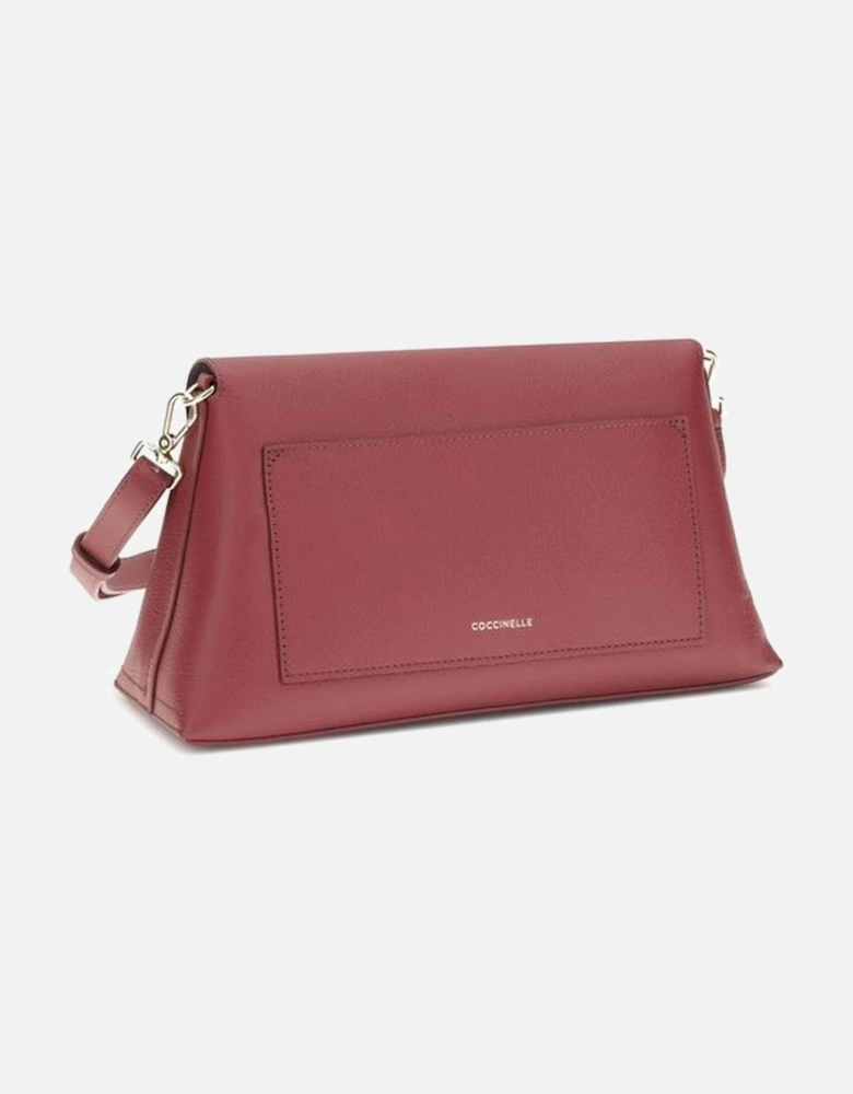 Elegant Twist Lock Shoulder Bag with Gold Details Women - Red