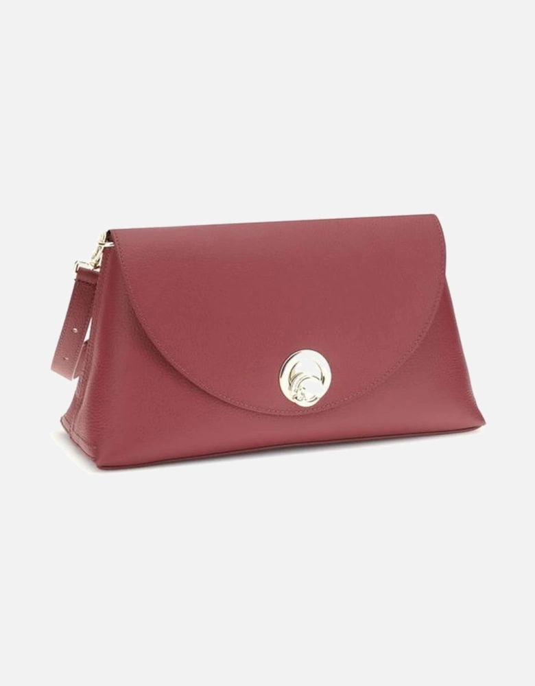 Elegant Twist Lock Shoulder Bag with Gold Details Women - Red