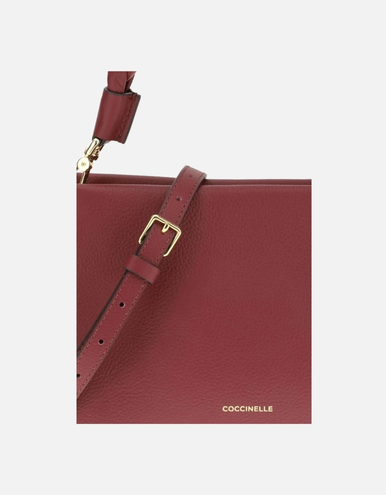 Elegant Boheme Leather Handbag with Braided Handle Women - Bordeaux