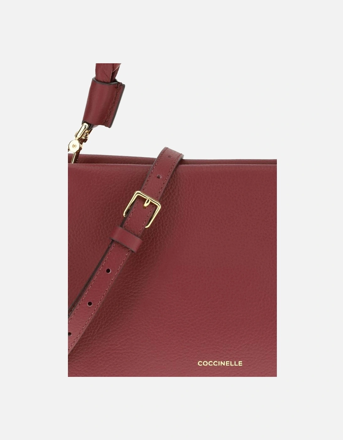 Coccinelle Women's Red Elegant Boheme Leather Handbag With Braided Handle - Bordeaux - Size: One Size