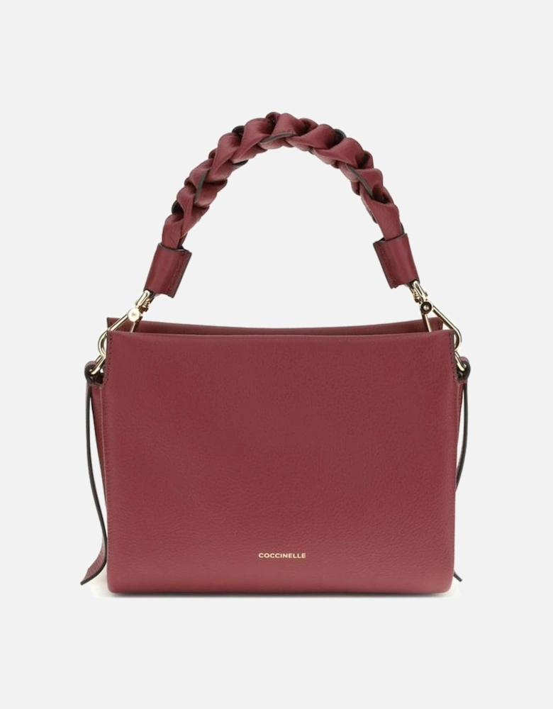 Elegant Boheme Leather Handbag with Braided Handle Women - Bordeaux