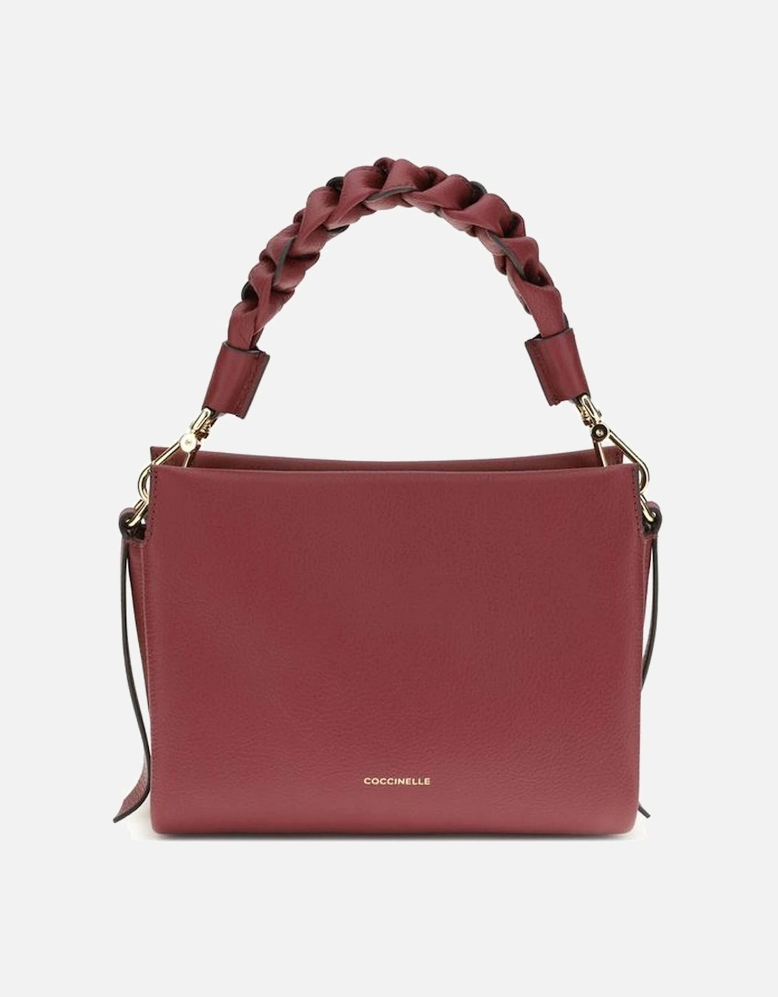 Elegant Boheme Leather Handbag with Braided Handle Women - Bordeaux, 5 of 4