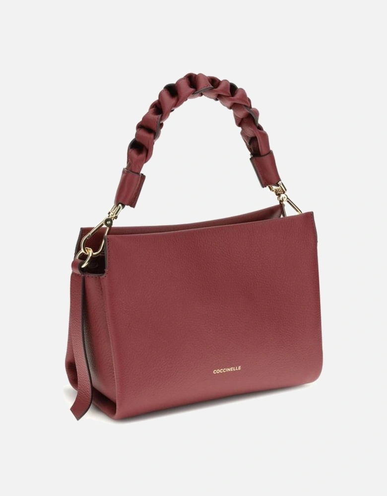 Elegant Boheme Leather Handbag with Braided Handle Women - Bordeaux