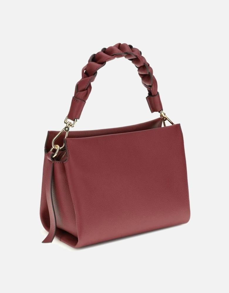 Elegant Boheme Leather Handbag with Braided Handle Women - Bordeaux