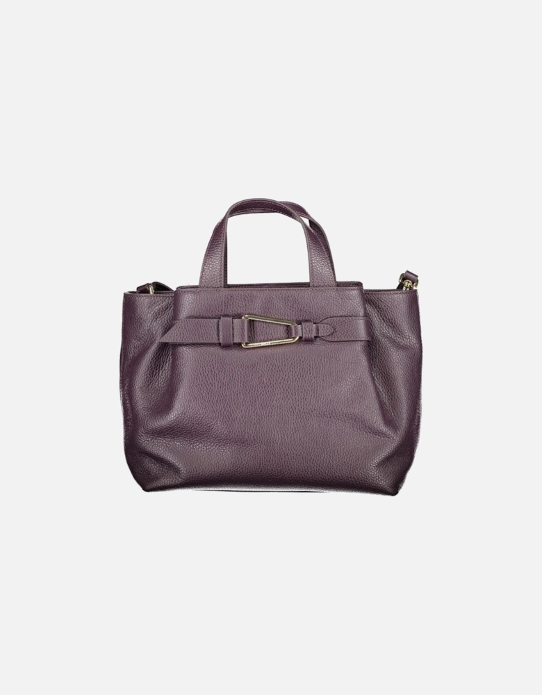 High-Top Leather Sneakers with Rubber Sole Women - Purple Handbags