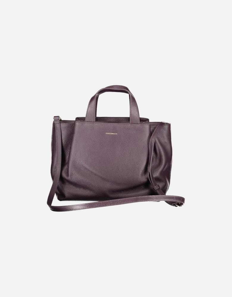 High-Top Leather Sneakers with Rubber Sole Women - Purple Handbags