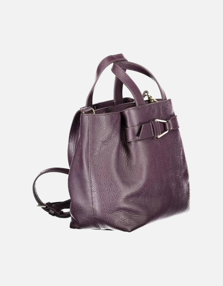 High-Top Leather Sneakers with Rubber Sole Women - Purple Handbags