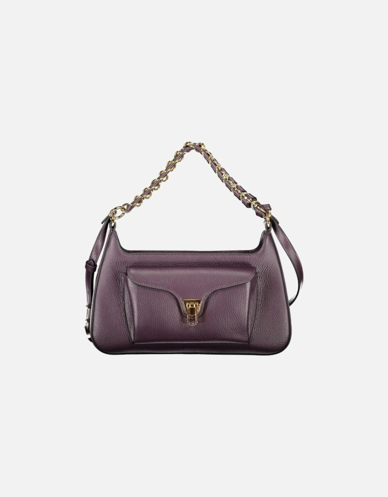 Slim-Fit Leather Biker Jacket with Zipper Details Women - Purple